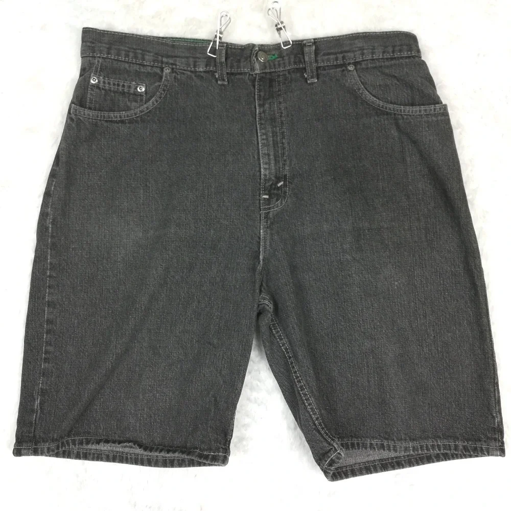 Faded Glory Mens Shorts Denim Black‎ Wash Bermuda Baggy Streetwear 38